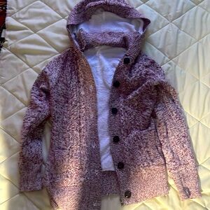 New Sherpa lined full zip button hooded women’s sweater jacket